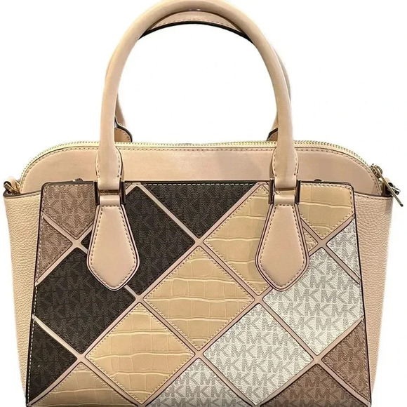 NWT Michael Kors Daria Buff Leather Diamond Pattern Large Satchel Bag Purse - Picture 3 of 16